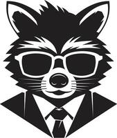 élégant noir masqué bandit marque contemporain raton laveur logo symbole vecteur