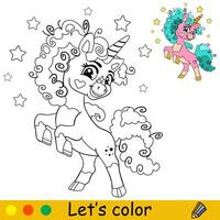 dansant dessin animé mignonne Licorne des gamins coloration livre page vecteur