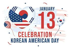 coréen américain journée vecteur illustration sur janvier 13 avec Etats-Unis et Sud coréen drapeau à commémorer république de Alliance dans plat Contexte conception