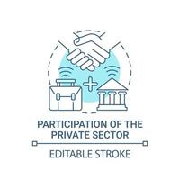 participation de l'icône du concept bleu du secteur privé vecteur