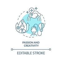 icône de concept bleu passion et créativité vecteur