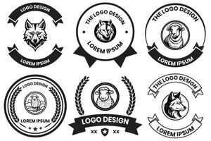 animal logo dans plat ligne art style vecteur