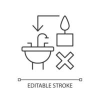 ne jetez jamais de cire chaude dans l'évier icône d'étiquette manuelle linéaire vecteur