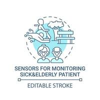 capteurs pour surveiller l'icône de concept de patients malades et âgés vecteur