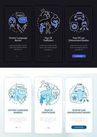 écran de la page de l'application mobile en mode jour et nuit des victimes de la traite vecteur