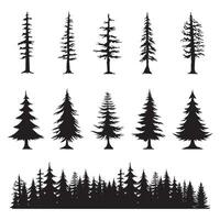 collection de pin arbre silhouettes. vecteur illustration
