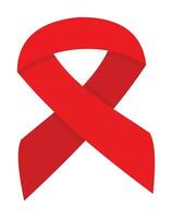 rouge ruban icône, symbole de sida journée. vecteur isolé sur blanc Contexte.