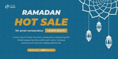 bannière de vente de ramadan bleu vecteur