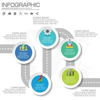 Étapes ou processus de conception infographique en 5 parties. vecteur