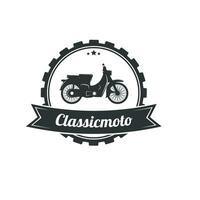 rétro ou ancien moto emblème logo conception prime modèle, classique moto, voler, feu, et ailes élément, monochrome logo badge noir et blanc Couleur vecteur