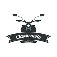 rétro ou ancien moto emblème logo conception prime modèle, classique moto, voler, feu, et ailes élément, monochrome logo badge noir et blanc Couleur vecteur