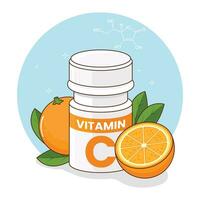 concept vitamine c supplément avec Orange fruit vecteur