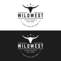 longhorn Texas ranch faune ancien logo modèle conception. pour insignes, Restaurants, fermes et entreprises. vecteur