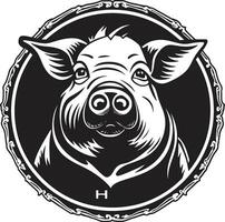 noir porc visage icône minimaliste porc logo concept vecteur