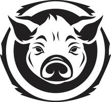 géométrique porcin badge profilé noir porc vecteur
