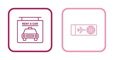 location une voiture et avion des billets icône vecteur