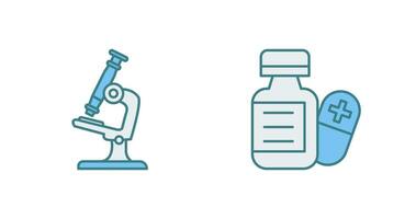 microscope et pilule icône vecteur