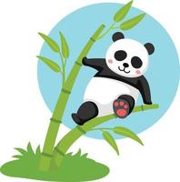 panda accroché à l'illustration de bambou, vecteur