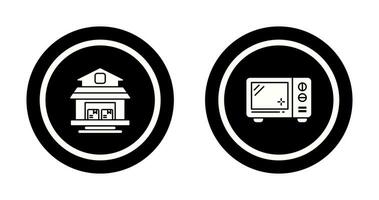 entrepôt et four micro onde icône vecteur