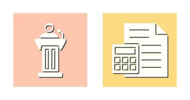 podium et collation de calculatrices et argent icône vecteur