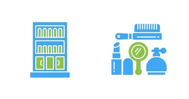 livre étagère et maquillage icône vecteur