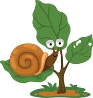 illustration d'escargot sur le vecteur de fond blanc arbre