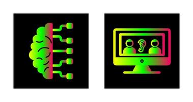 cerveau et écoute icône vecteur