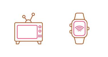 télévision et intelligent regarder icône vecteur