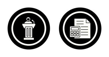 podium et collation de calculatrices et argent icône vecteur