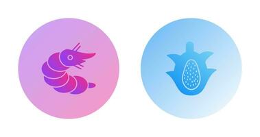 crevette et dragon fruit icône vecteur