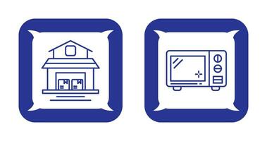 entrepôt et four micro onde icône vecteur
