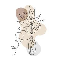 dessin au trait continu de plante minimaliste avec une couleur boho splash vecteur