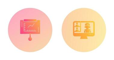 ligne graphique et conférence vidéo appel icône vecteur