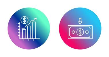 graphique en haut et argent vers le bas icône vecteur