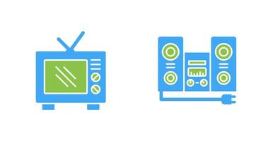 vieux la télé et stéréo icône vecteur