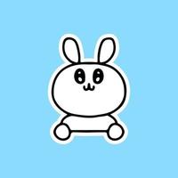 autocollant de lapin de dessin animé kawaii vecteur