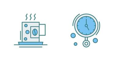 café tasse et mur l'horloge icône vecteur