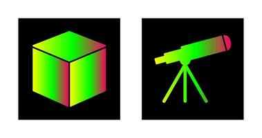 cubique conception et télescope icône vecteur