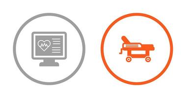cardiogramme et hôpital lit icône vecteur