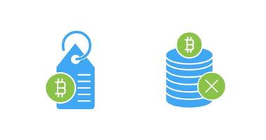 ne pas accepté et bitcoin étiquette étiquette icône vecteur