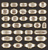 Insignes et étiquettes de luxe premium doré vecteur