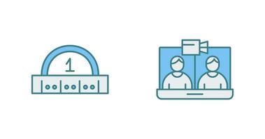 vidéo conférence et règle icône vecteur