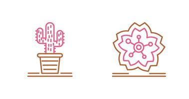cactus et Cerise fleur icône vecteur