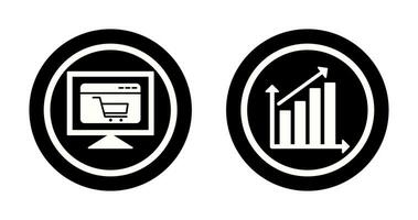 commerce électronique site Internet et en hausse statistiques icône vecteur