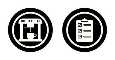 café machine et commande liste icône vecteur
