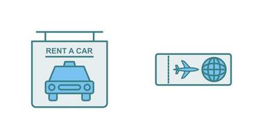 location une voiture et avion des billets icône vecteur