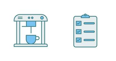 café machine et commande liste icône vecteur