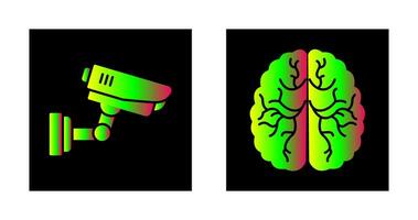 Sécurité caméra et cerveau icône vecteur