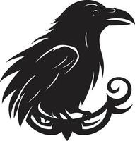 lisse oiseau symbolique marque corbeau silhouette minimaliste insigne vecteur