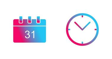 icône calendrier et horloge vecteur